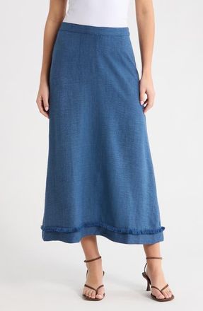 Vince Camuto Fringe Detail A-Line Maxi Skirt in Deep Blue at Nordstrom, Size Xx-Large