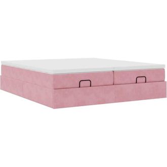 vidaXL Estructura De Cama Otomana Colchones Terciopelo Rosa 200x200cm Vidaxl