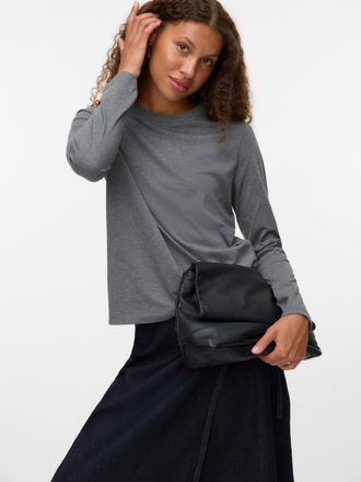Vero Moda Langarmshirt VERO MODA VMPAULINA LS T-SHIRT GA JRS NOOS, Damen, Gr. XS, grau (medium grau melange), Jersey, Obermaterial: 100% Baumwolle, unifarben, n