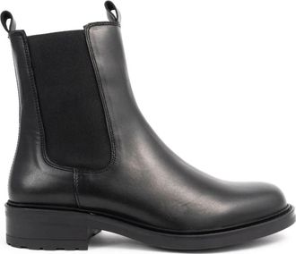 Sergio Moretti Casual Zwarte Enkellaarsjes - Dames - Chelseaboots - Zwart - 37 EU - Leer - Schoenen