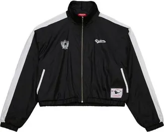 Mitchell & Ness Womens Mitchell & Ness Black Oakland Raiders Nylon Cropped Full-Zip Jacket at Nordstrom, Size Xx-Large