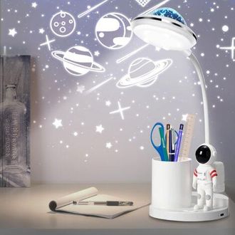 OEM L&aacute;mpara De Escritorio Led, L&aacute;mpara De Mesa De Astronauta Con Portal&aacute;pices Y Proyector, L&aacute;mpara De Mesa Led Ajustable, L&aacute;mparas De Escritorio Recargabl