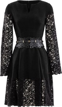 Saiid Kobeisy Jet Black Lace Mini Dress with Intricate Detailing