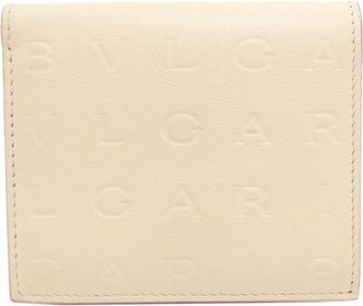 Bulgari Logomania Beige Leather Wallet (Bi-Fold) (Pre-Owned)