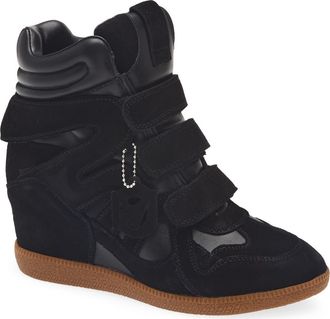 Steve Madden Mavis Wedge High Top Sneaker in Black Sued at Nordstrom, Size 5.5