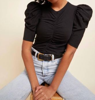 Nation Ltd Gael Gathered Tee In Jet Black