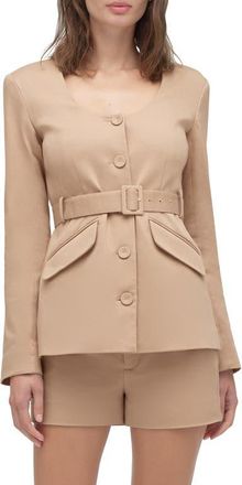 Favorite Daughter The Christy Belted Stretch Cotton Blend Twill Jacket in Beige at Nordstrom, Size X-Small