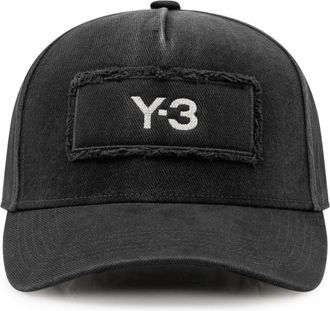 Yohji Yamamoto Black Textured Logo Baseball Hat