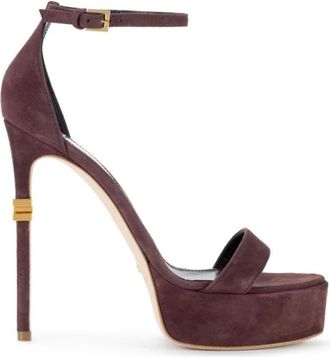 Elisabetta Franchi Schoenen, Dames, Rood, 36 EU, Leer, Leren Sandalen met Plateauzool