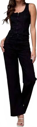Hidden Jeans Ella Suede Side Slit Pants In Black