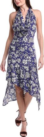 Alice & Olivia Dani Draped Cowl Asymmetrical Midi Dress