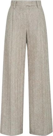 Brunello Cucinelli Wijde broek - Dames - Broeken - Beige - Maat: M Polyamide