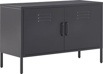 Beliani Beliani - Aparador De Metal Negro 100 X 40 Cm 2 Puertas Estantes Protectores Patas Uria