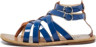 Christian Louboutin Sandali in pelle verniciata con suola piatta - Blu