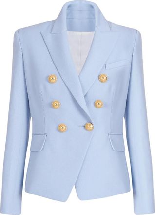 Balmain Grain de poudre double-breasted jasje - Dames - Blazers - Blauw - 2XS - Wol - Jassen