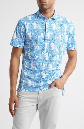 Johnnie-O The Grove Palm Tree Print PREP-FORMANCE Golf Polo in Palisades Blue at Nordstrom Rack, Size X-Large