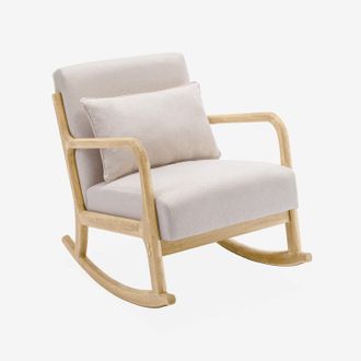 Sweeek Mecedora Estilo Escandinavo De Madera Y Tela