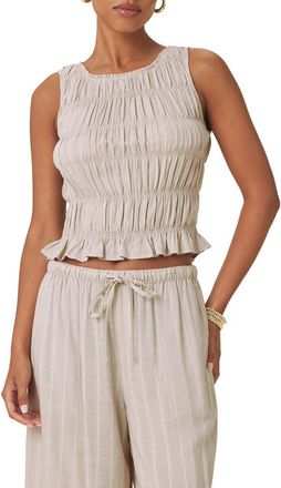 Splendid Bianca Smocked Crop Tank in Fawn/white at Nordstrom, Size X-Large