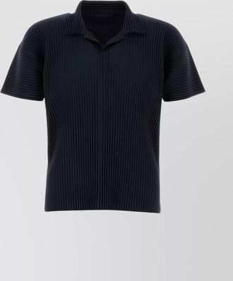 Homme Pliss&eacute; Issey Miyake short sleeve polo shirt with ribbed collar