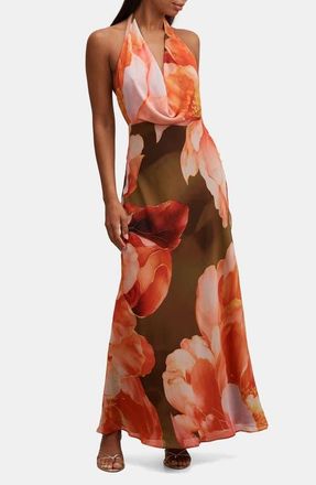 Ever New Marina Cowl Neck Halter Gown in Aurelia Floral at Nordstrom, Size 12