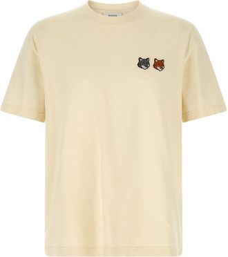 Maison Kitsun&eacute; Beige Double Fox Head T-shirt