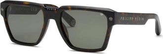 Philipp Plein Spp 201V 0722 Zonnebrillen - Heren - Zonnebrillen - Bruin - 58 MM - Accessoires