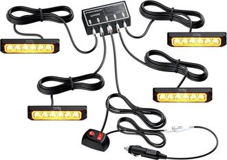 OEM Juego De 4 Luces Estrobosc&oacute;picas Con 6 Led - 8 Modos De Destello - Resistencia Al Agua Ip65 - 12v/24v Para Remolques, Camiones Y Autocaravanas - Insta