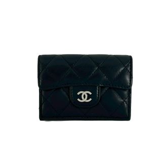 Chanel Black Leather Wallet (Tri-Fold) (Pre-Owned)