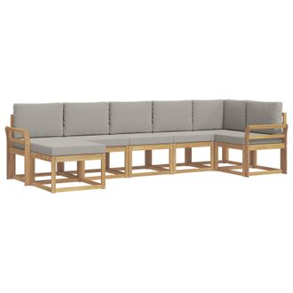 vidaXL Conjunto De Sof&aacute;s De Exterior 7 Pcs Blanco Y Gris Claro Vidaxl