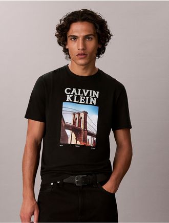Calvin Klein Jeans Calvin Klein Mens Brooklyn Bridge Logo Graphic Tee - Black - 2XL