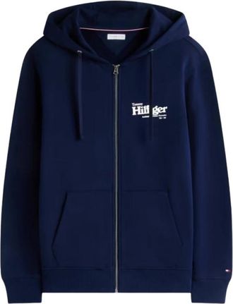 Tommy Hilfiger Truien - Heren - Vesten met rits - Blauw - L - Katoen - Hoodies & sweatvesten