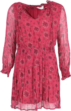 BA&SH Ba&sh Jurk met doorschijnende mouwen en print in rode viscose