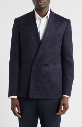 Jack Victor Ellis Purple Wool & Cashmere Shawl Collar Double Breasted Dinner Jacket in Navy at Nordstrom, Size 40 Regular