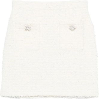 Self Portrait Aw 25-028Sk Boucl&eacute; Tube Rok - Dames - Korte rokken - Wit - S - Katoen - Rokken