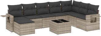 vidaXL Set Muebles Jard&iacute;n 9 Pzas Y Cojines Rat&aacute;n Sint&eacute;tico Gris Claro Vidaxl