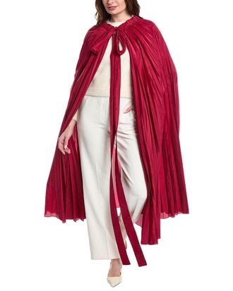 Valentino Pleated Silk-Blend Cape
