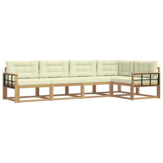vidaXL Conjunto De Sof&aacute;s De Exterior 4 Pcs Blanco Y Crema Poli&eacute;ster Vidaxl