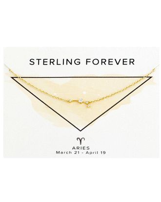 Sterling Forever 14K Plated Cz Aries Delicate Constellation Necklace