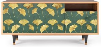 StoryZ Mueble de TV verde y amarillo 2 cajones y 2 puertas L 125 cm