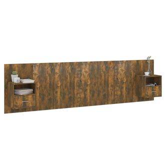 Berkfield Home Classic Bed Headboard with Cabinets Smoked Oak Engineered Wood in Brown