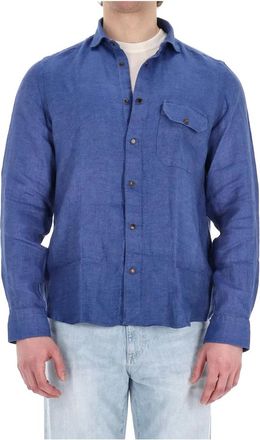 Finamore Blauwe Linnen Maratea Maatwerk Overhemd - Heren - Casual Overhemden - Blauw - XL - Linnen - Overhemden