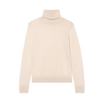 Brooks Brothers Truien & Vesten, Dames, Beige, XL, Wol, Relaxed Diamond Merino Turtleneck Sweater