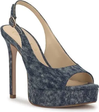 Jessica Simpson Sibilla Slingback Platform Sandal in Shadow Blue at Nordstrom, Size 9.5