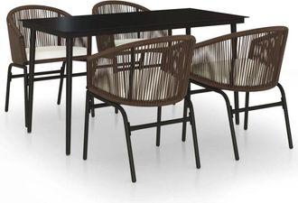 vidaXL Juego De Comedor De Jard&iacute;n 5 Piezas Con Cojines Marr&oacute;n Vidaxl