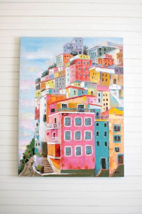 Kalalou Acrylic Colorful Houses Painting