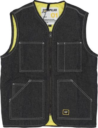 CAT Zwarte Denim Mouwloze Vest Jas - Heren - Bodywarmers - Zwart - XL - Denim - Jassen