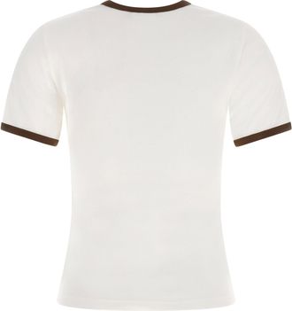 Courr&egrave;ges Contrast-Trimmed Cotton Jersey T-Shirt - White