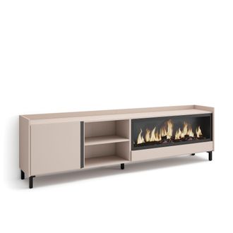 Skraut Home Skraut Home - Mueble Tv, Televisi&oacute;n, Muebles De Sal&oacute;n, Almacenaje, 212x35x61cm, Para Tv Hasta 80, Chimenea El&eacute;ctrica Xxl, Dise&ntilde;o Industrial, Estilo Mo