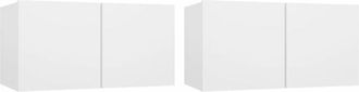 vidaXL Muebles colgantes de TV 2 unidades blanco 60x30x30 cm vidaXL