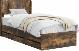 vidaXL Estructura De Cama Con Almacenamiento Y Cabecero Roble Ahumado Vidaxl